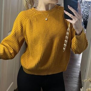 Frank & Oak Ribbed Mustard Crewneck Sweater